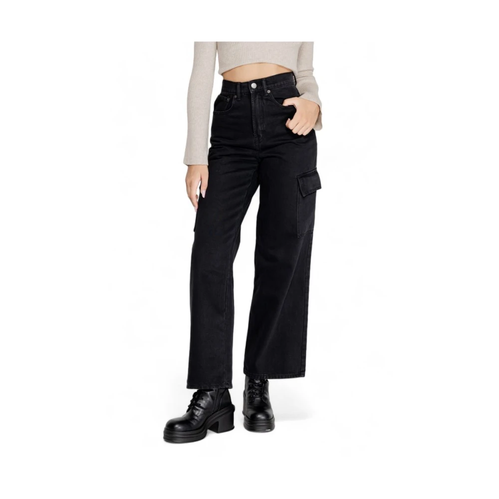 Only Zwarte Katoenen Jeans & Broeken Collectie Black Dames