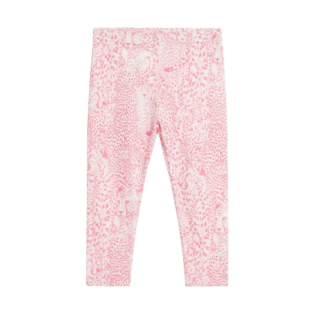 Roberto Cavalli Girls Pink Trousers, 2 Y, Cheetah-Print Sport Trousers