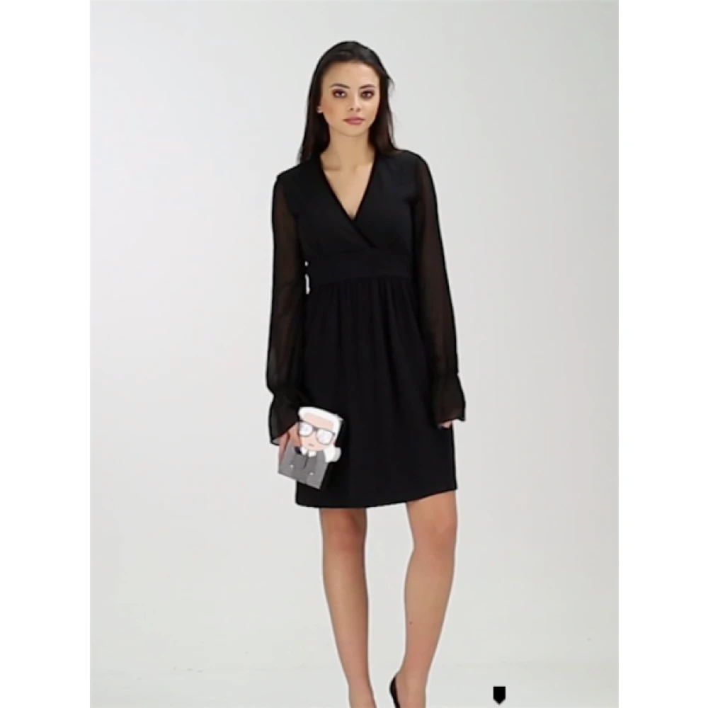 Twinset Jersey V-hals Uitlopende Jurk Black Dames