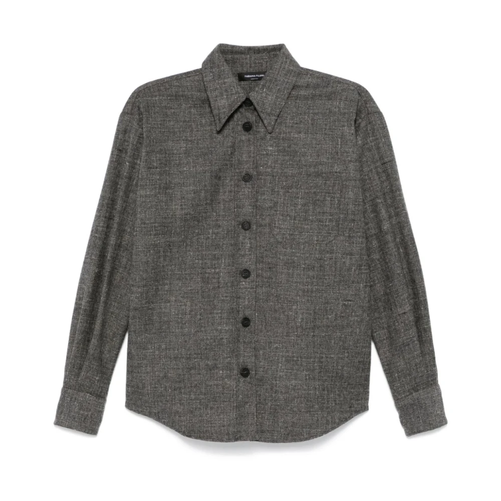 Fabiana Filippi Tweed Kralen Trim Shirt Gray Dames