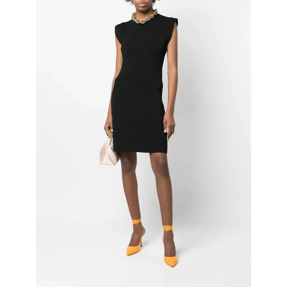 Yves Salomon Stretch Gebreide Jurk in Noir Black Dames