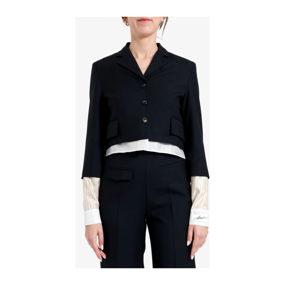 Erika Cavallini Blauwe Wol Box Jas Blue Dames