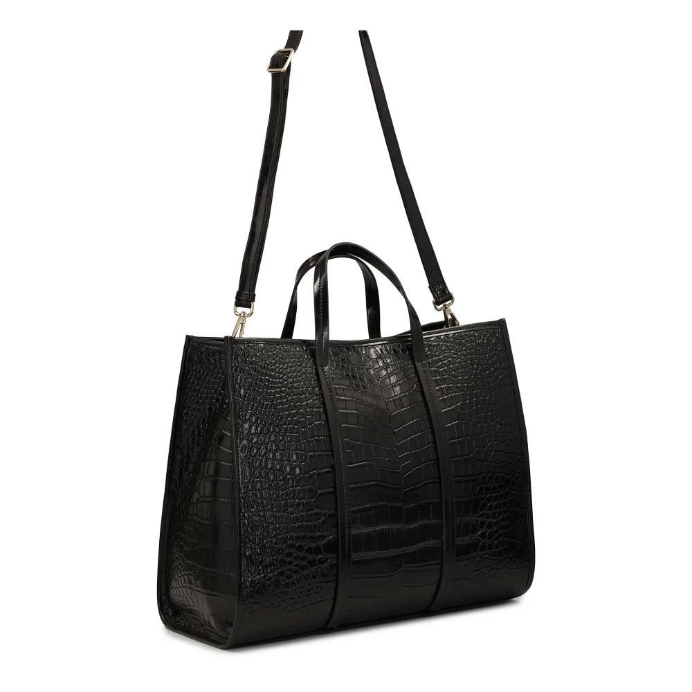 Kazar Grote leren handtas met exotisch patroon Black Dames