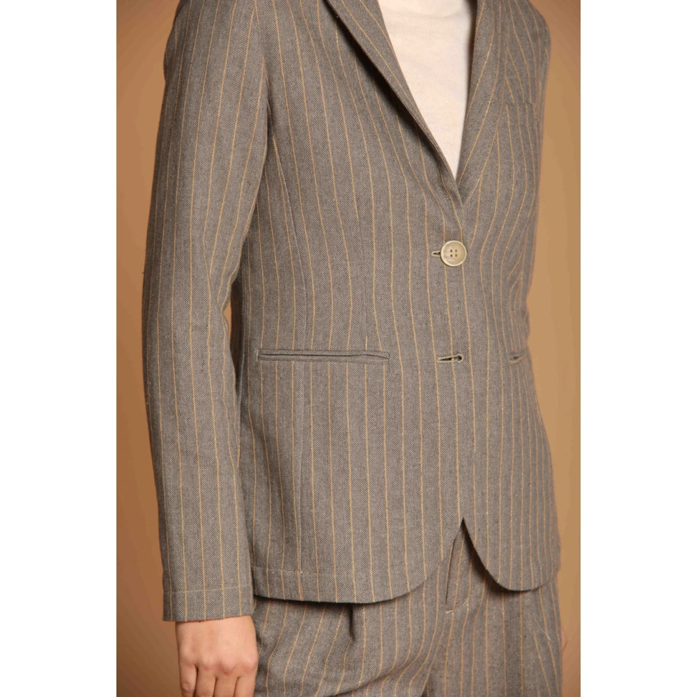 Mason's Gestreepte Lurex Blazer Gray Dames