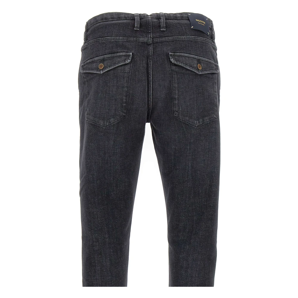 Incotex Zwarte Stretch Denim Slim Fit Jeans Black Heren