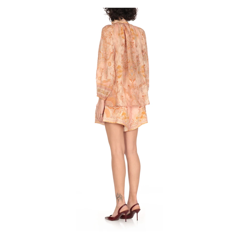 Zimmermann Oranje Paisley Blouse met hoge hals Orange Dames
