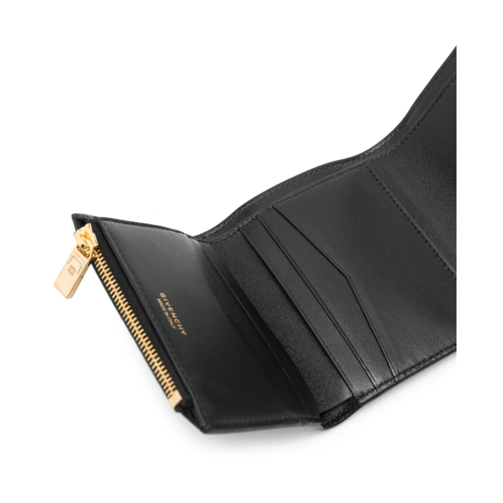 Givenchy Zwarte leren tri-fold portemonnee met 4G-logo Black Dames