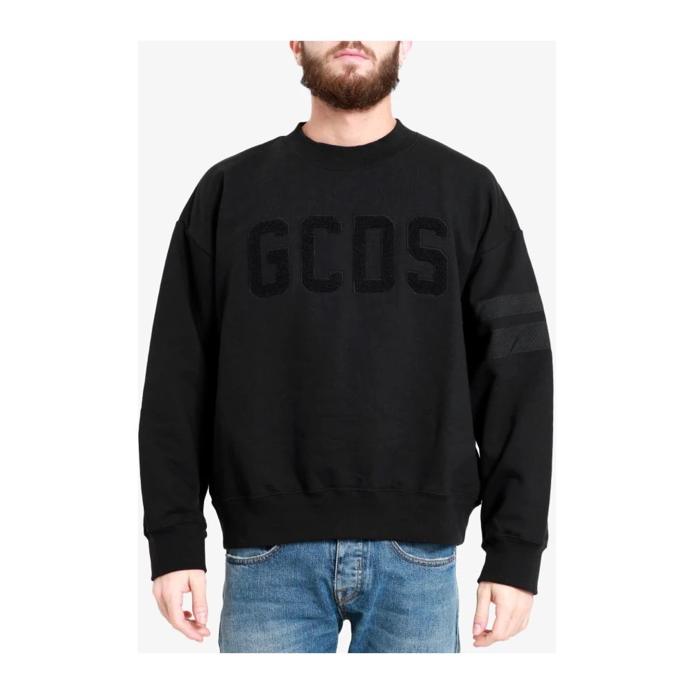Gcds Zwart Katoenen Crew-neck Sweatshirt met Logo Black Heren