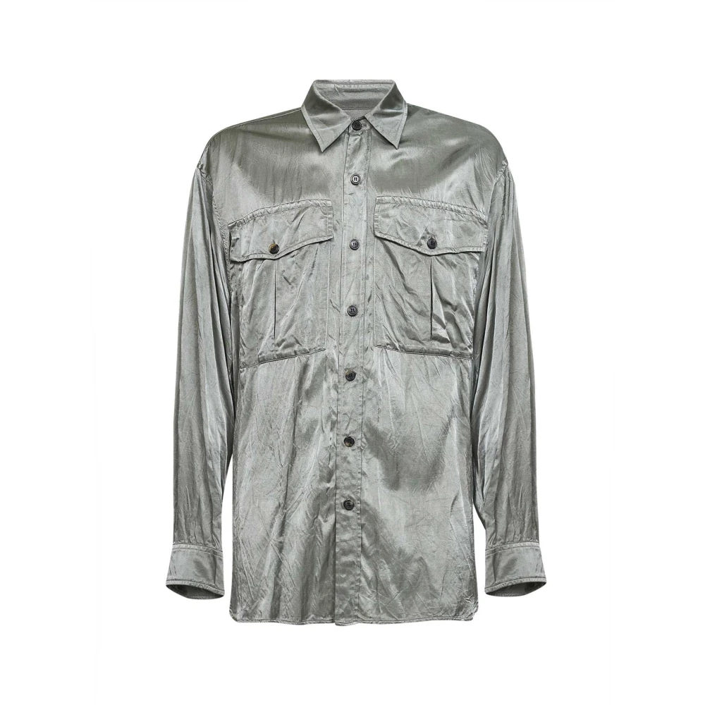 Dries Van Noten Gray Casual Shirts, Male, M, Relaxed Chest-Pocket Shirt