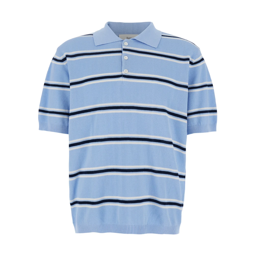 Dunst Blauw Gestreept Poloshirt Katoen Piquet Blue Heren