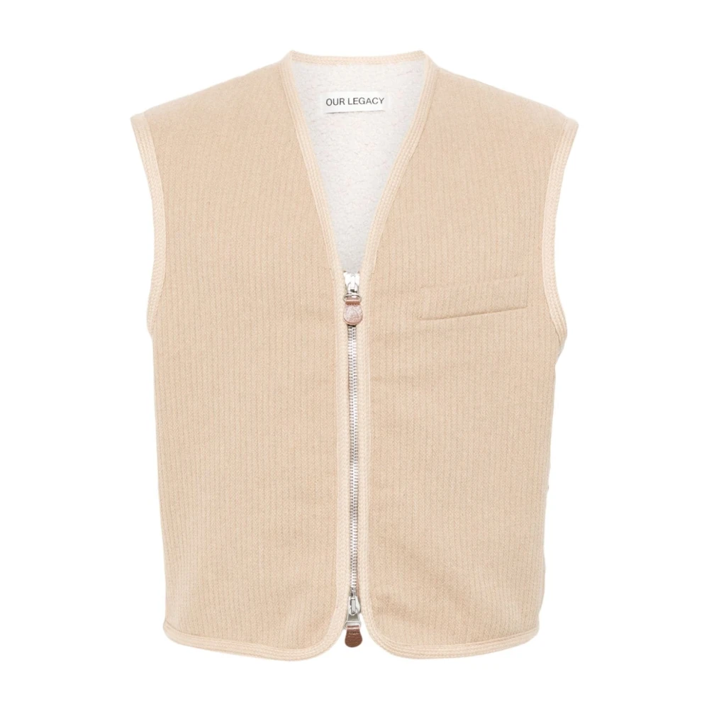 Our Legacy Shearling Gevoerde Top Vest in Jumbo Bedford Beige Heren