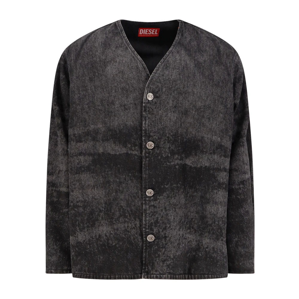 Diesel Men's Gray Grey Button Closure V-Neck Jacket