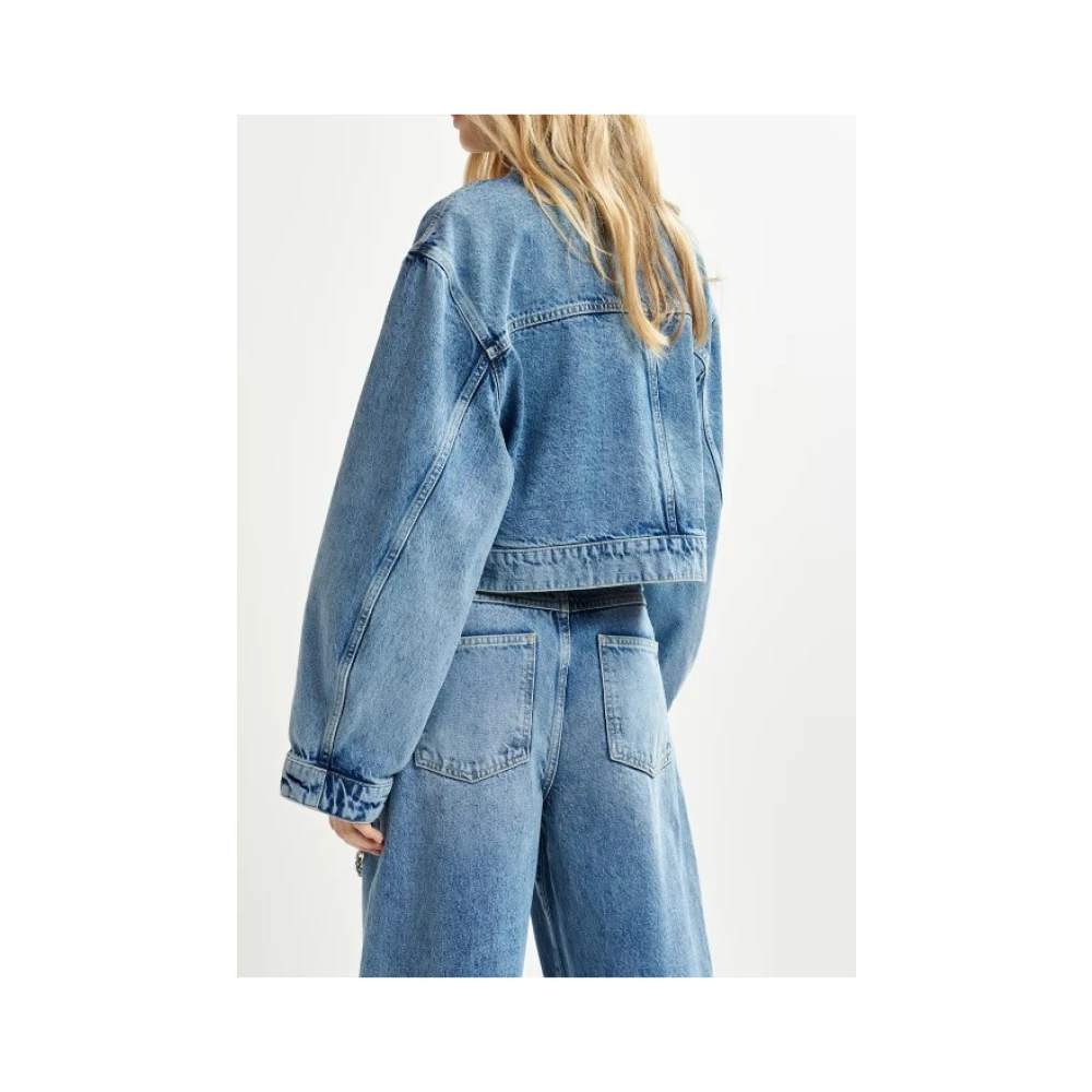 Essentiel Antwerp Korte Denimjas met Gouden Knopen Blue Dames