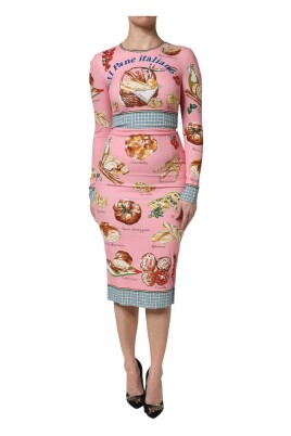 pink-pastry-print-bodycon-midi-dress