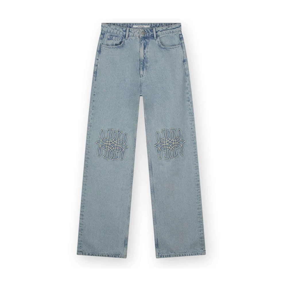 Homage Vintage Geborduurde Straight Leg Jeans Blue Dames