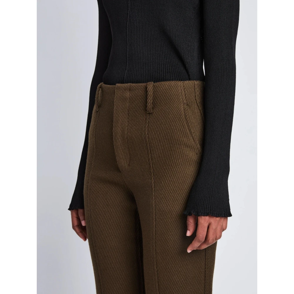 Proenza Schouler Wollen Twill Broek Klassieke Vrouwelijke Snit Green Dames