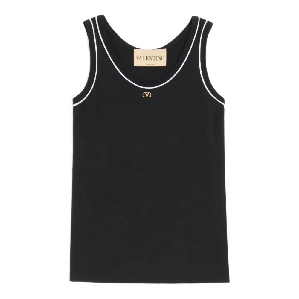 Valentino Garavani Cotton Jersey Top - Female - Sleeveless Tops - Black - M - Tops
