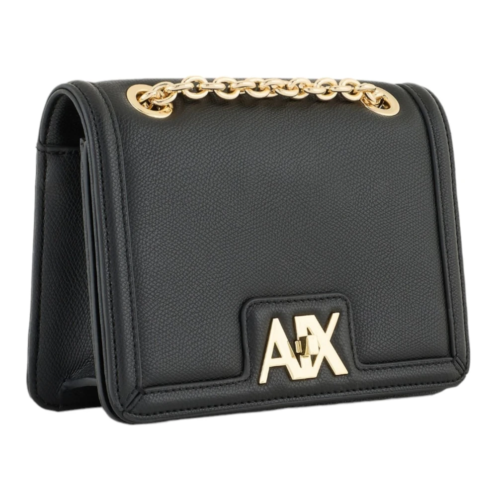 Armani Exchange Zwarte schoudertas met metalen details Black Dames