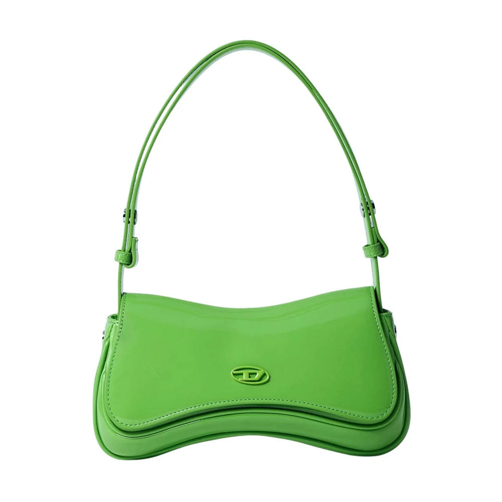 Diesel Groene Schoudertas met Glanzende Afwerking Green Dames