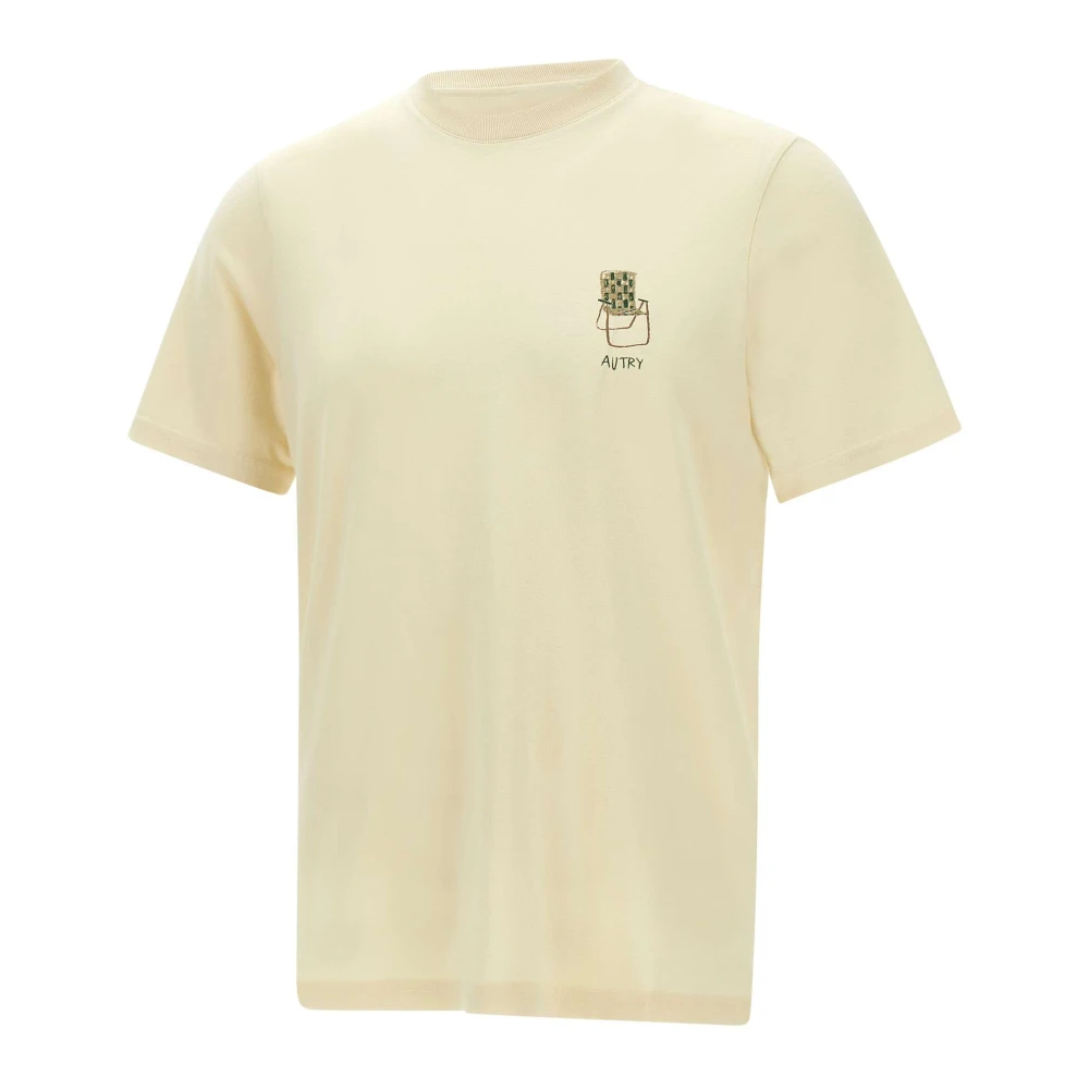 Autry Katoenen T-shirt met logo gemaakt in Italië Beige Heren