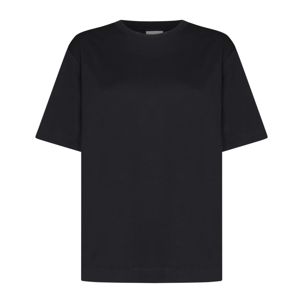 Dries Van Noten Zwarte katoenen T-shirt met lage schouder Black Dames