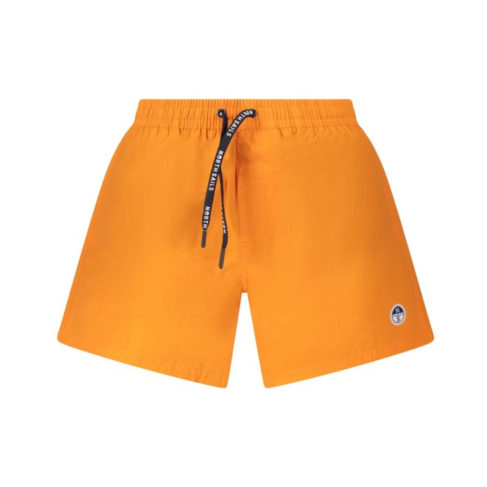 North Sails Men's Orange Cotton Swim Boxer With Ocean Details - Beachwear - M - Swimwear