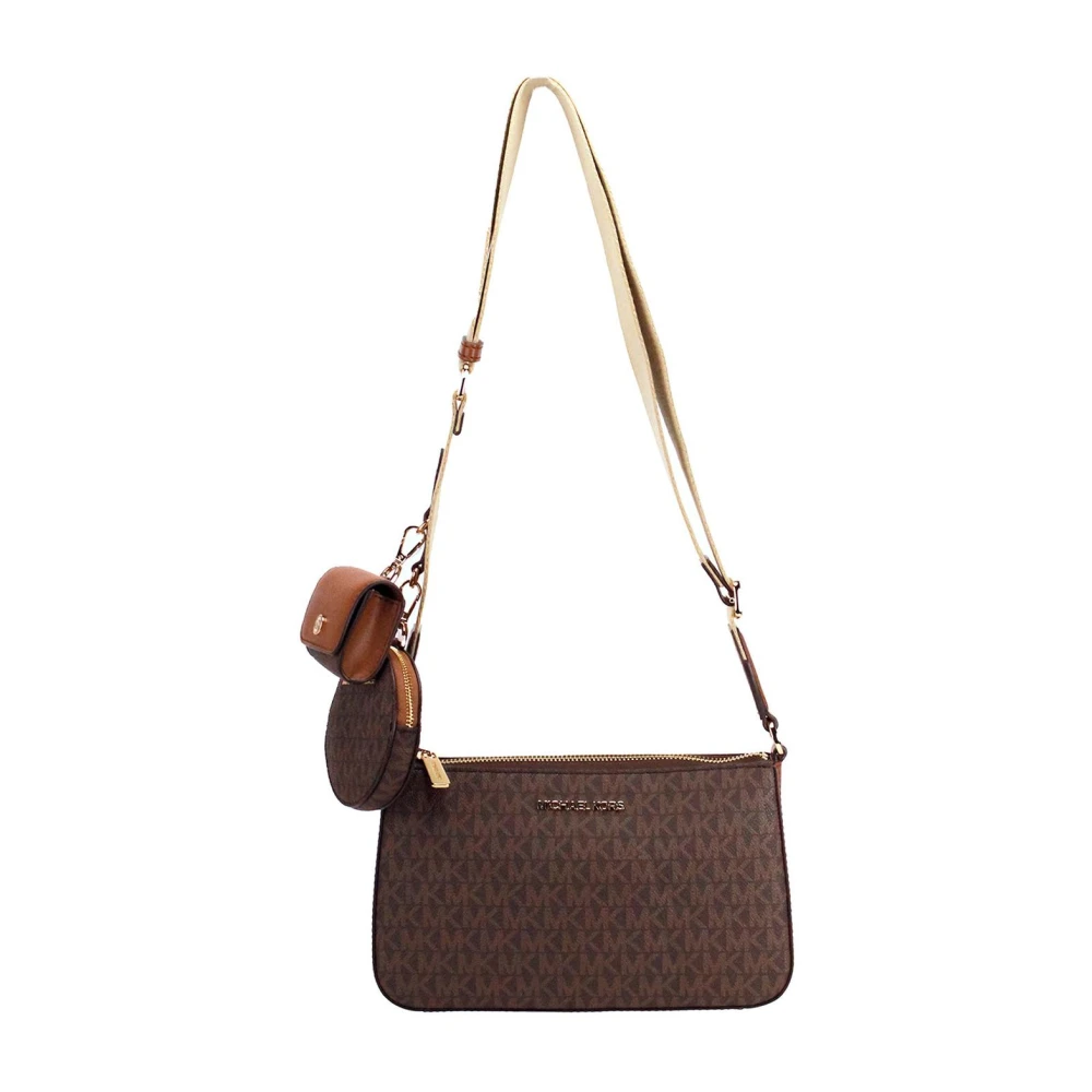 Michael Kors Bruine Signature Crossbody Tech Attachment Tas Brown Dames
