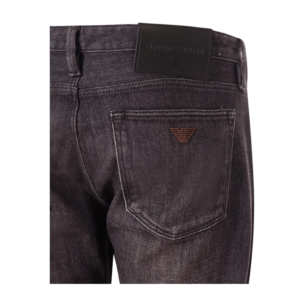 Emporio Armani Zwarte Slim Fit Jeans met Logo Black Heren