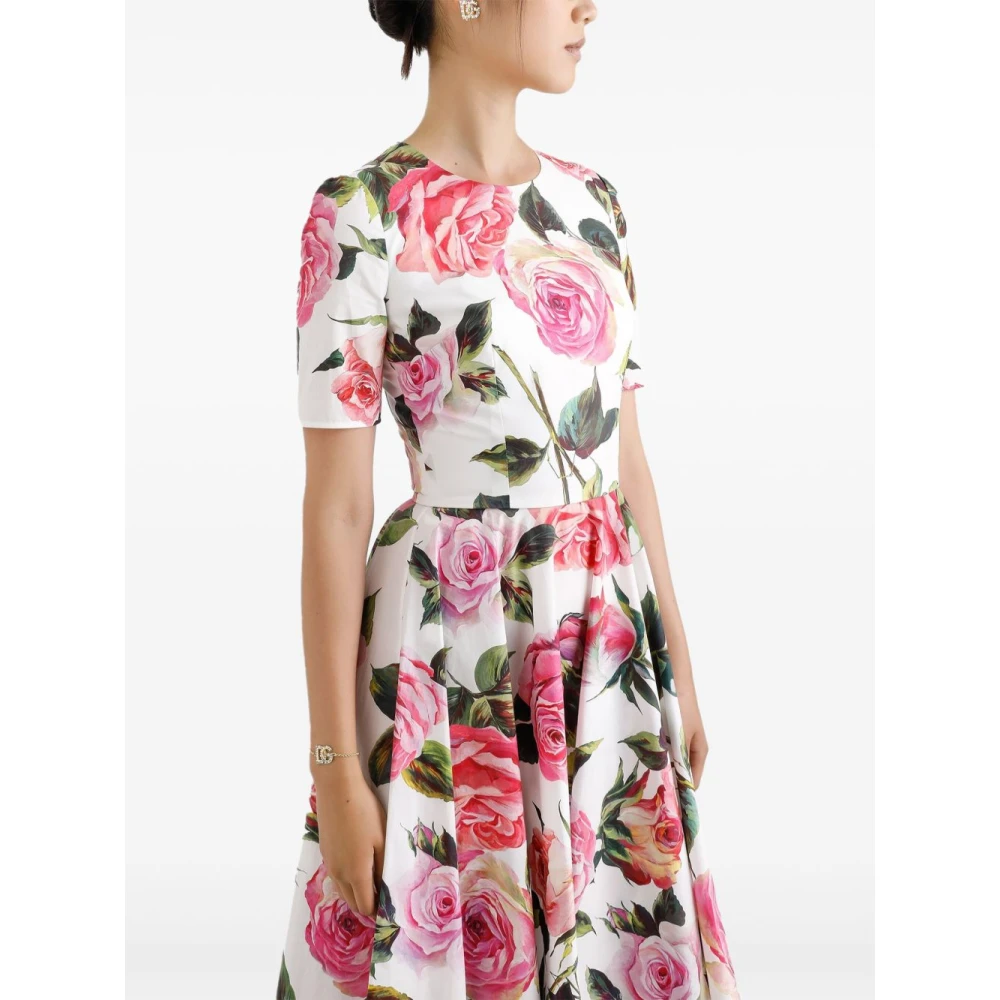 Dolce & Gabbana Wit en Roze Elegant Jurk Multicolor Dames