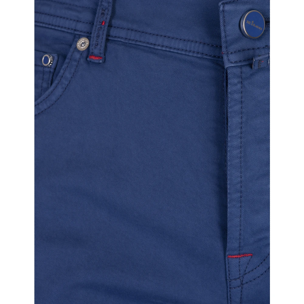 Kiton Blauwe Katoen Elastaan Gevoerde Broek Blue Heren