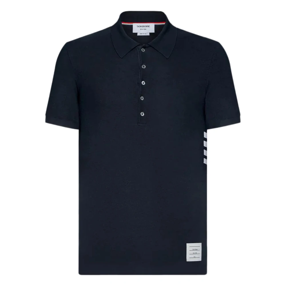 Thom Browne Men's Blue Polo Shirts, S, Classic Pique 4-Bar Polo