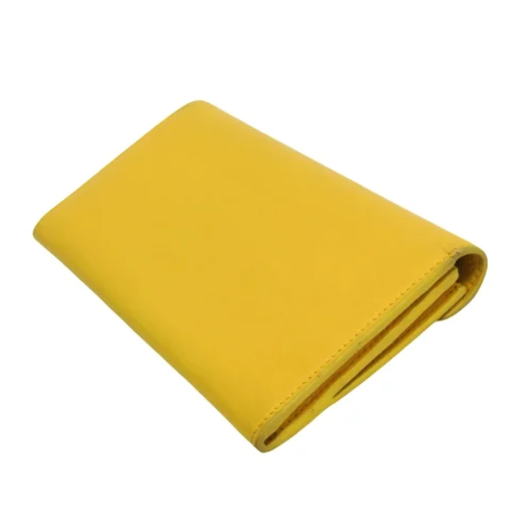 Balenciaga Vintage Gele Leren Balenciaga Portemonnee Yellow Dames