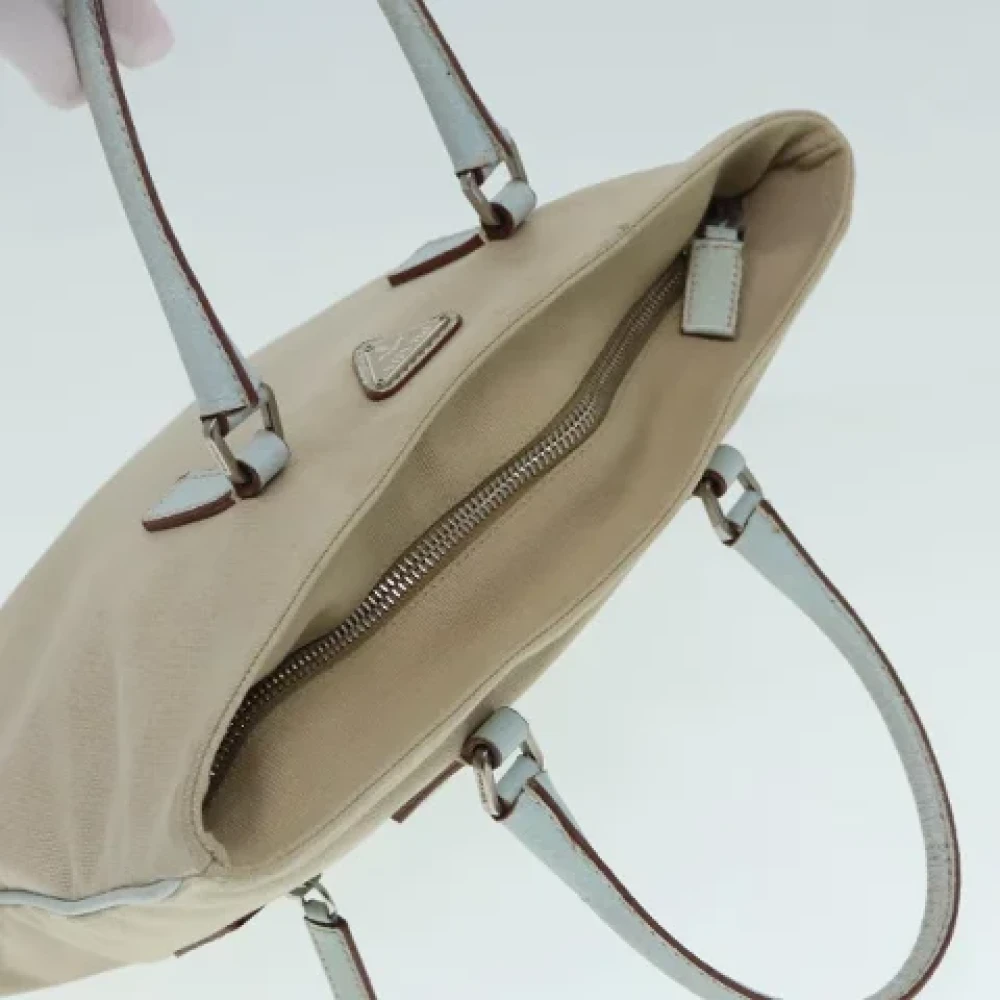 Prada Vintage Pre-owned Canvas handbags Beige Dames