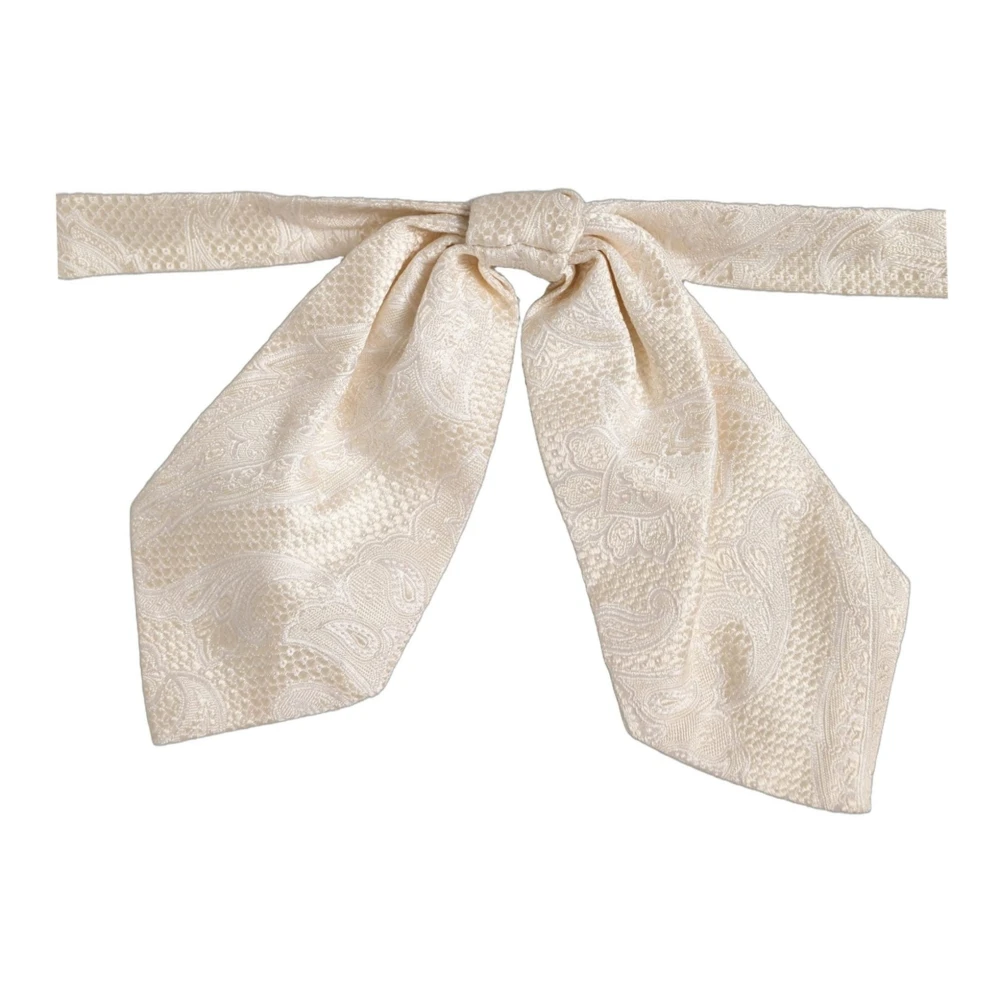Dolce & Gabbana Bow Ties, Unisex, One Size, Pre-Tied Paisley Bow Tie White