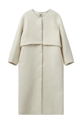 Heather Grey Herringbone Wool Coat
