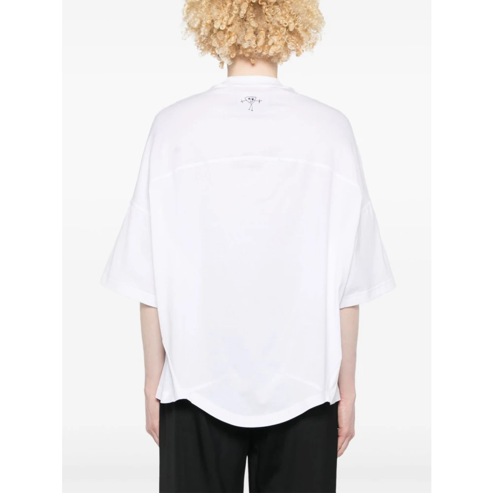 Plan C Witte Oversized T-shirt met Achterprint White Dames