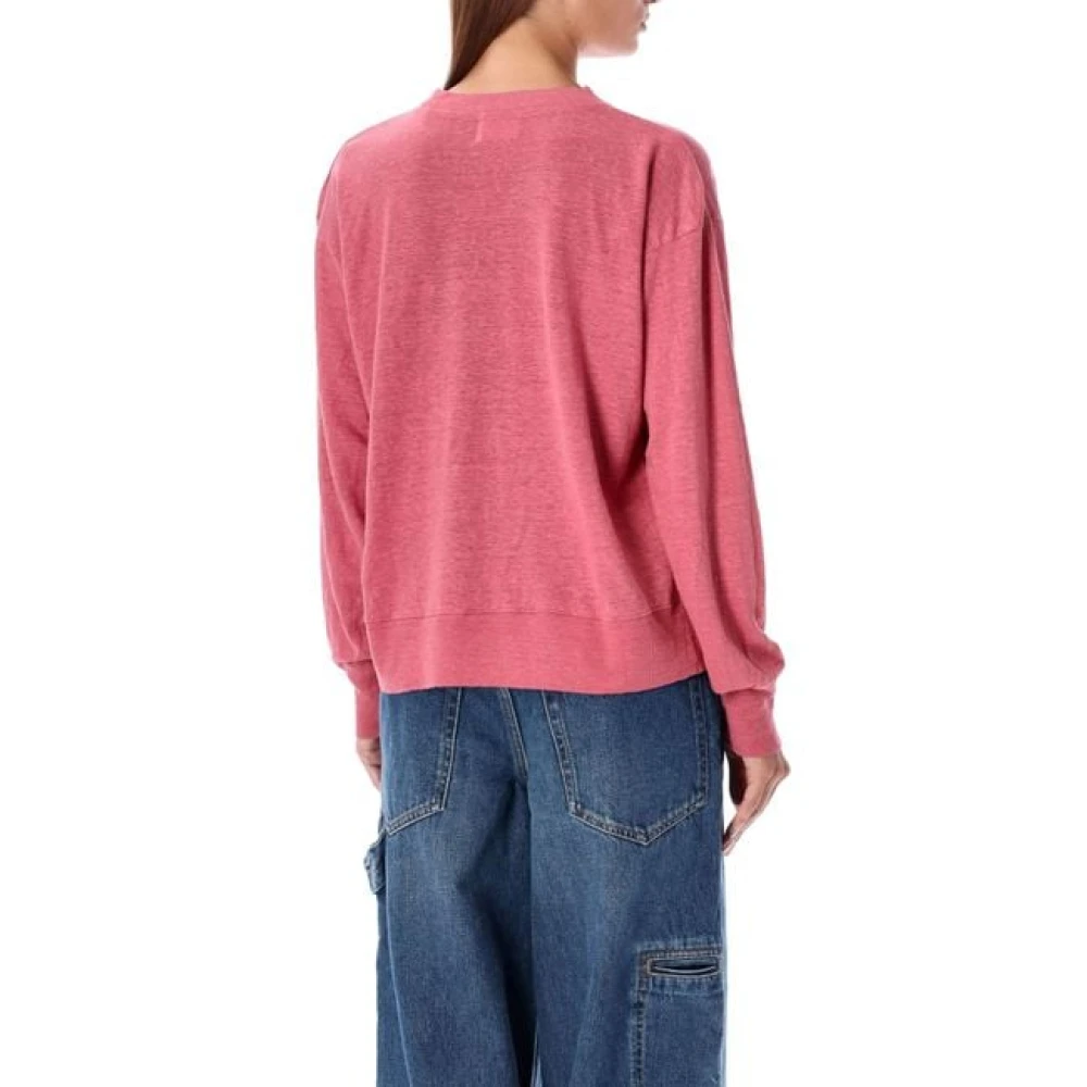 Isabel Marant Étoile Zwarte linnen longsleeve logoshirt Pink Dames