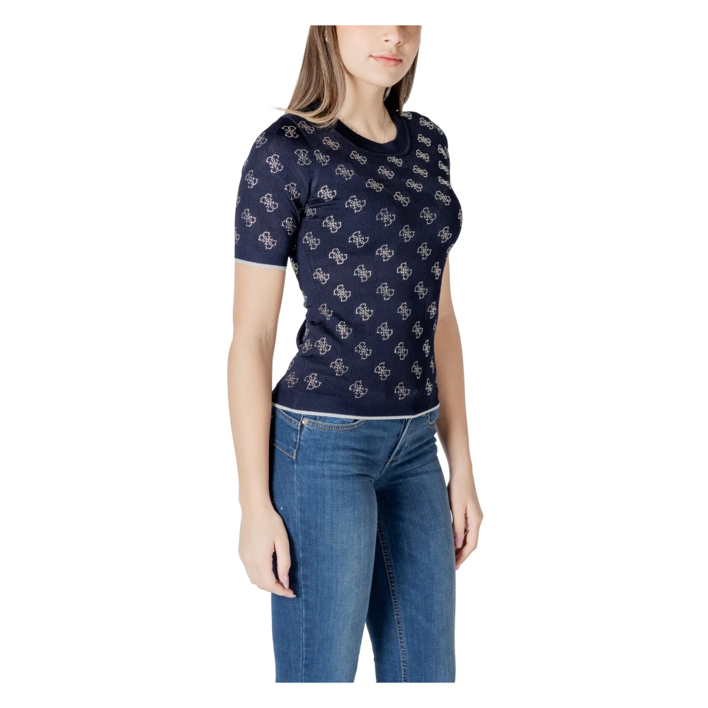 Guess Blauw Bedrukt Ronde Hals T-Shirt Blue Dames