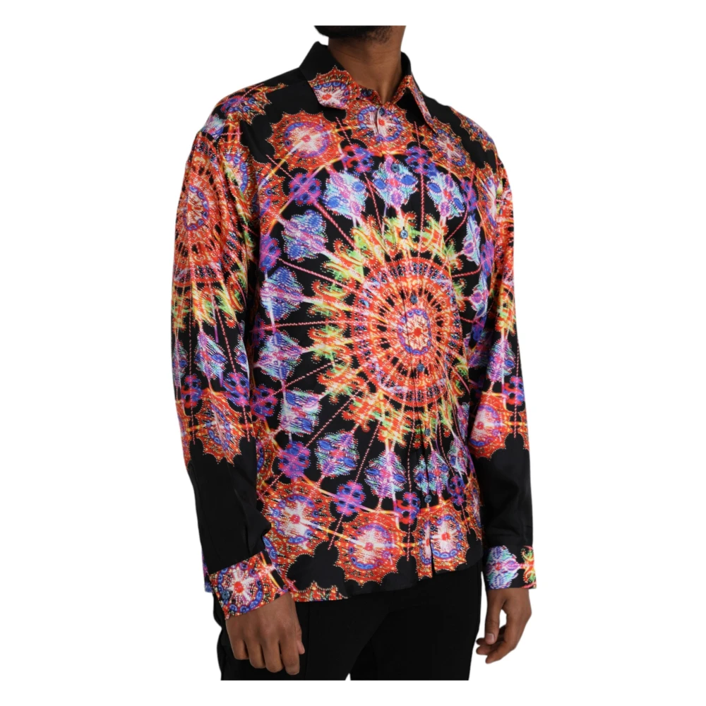 Dolce & Gabbana Multicolor Luminarie Seide Casual Shirt Multicolor Heren