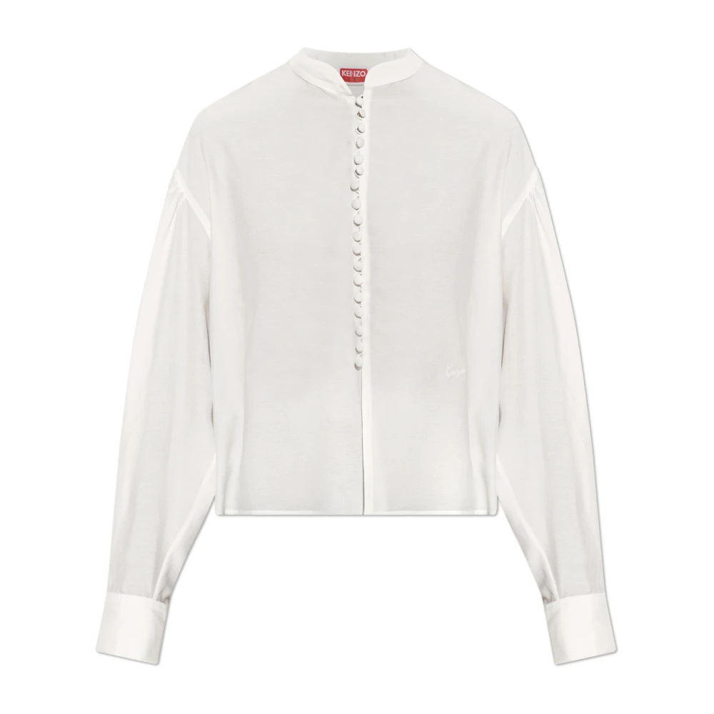 Kenzo Kvinno Vit Blusar & Skjortor Dam, S, Blus I Blandad Silke