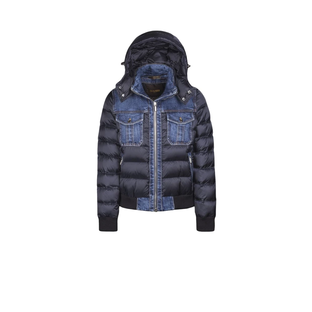 Moorer Women's Blue Down Jackets, S, Iconic Bomber Jacket With Goose Down