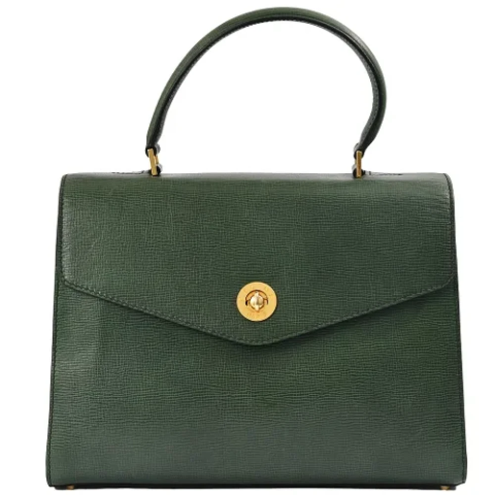 Celine Vintage Pre-owned Leather handbags Green Dames