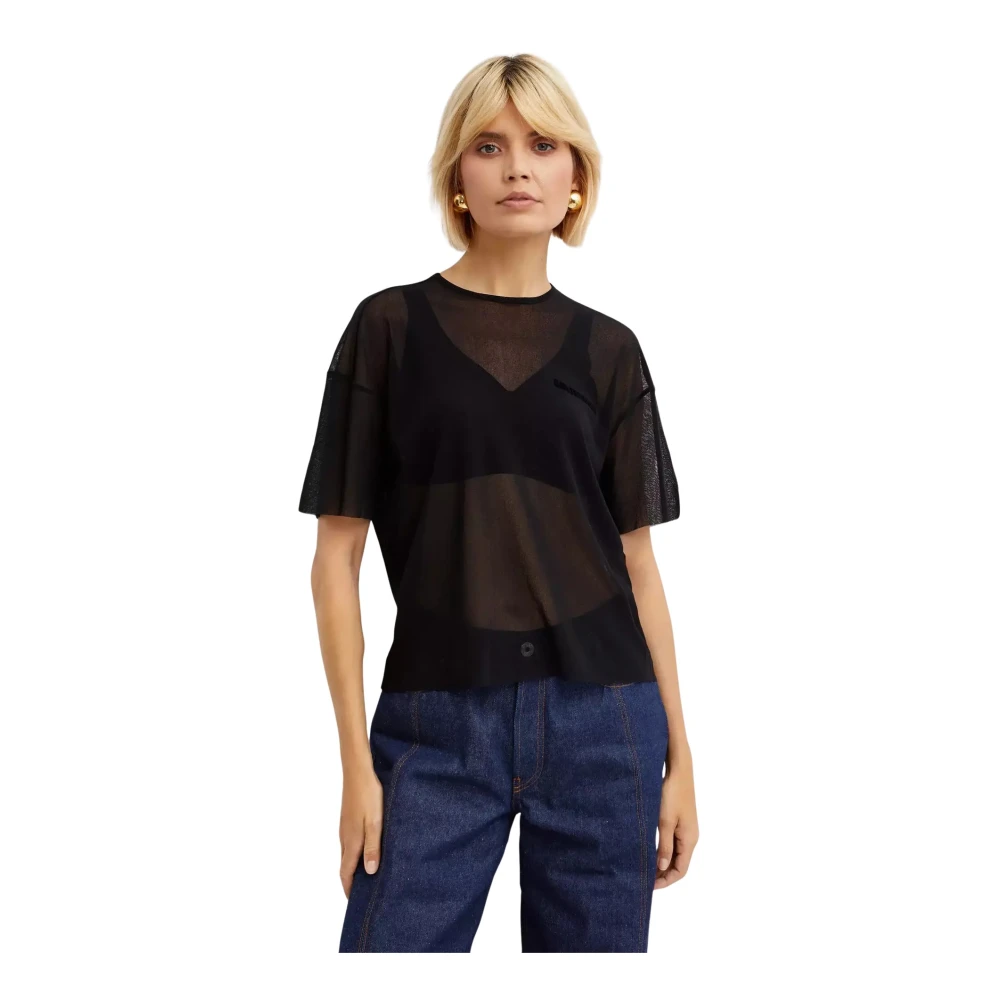 Jean Paul Gaultier Zwart Earth Print Oversized T-shirt Black Dames