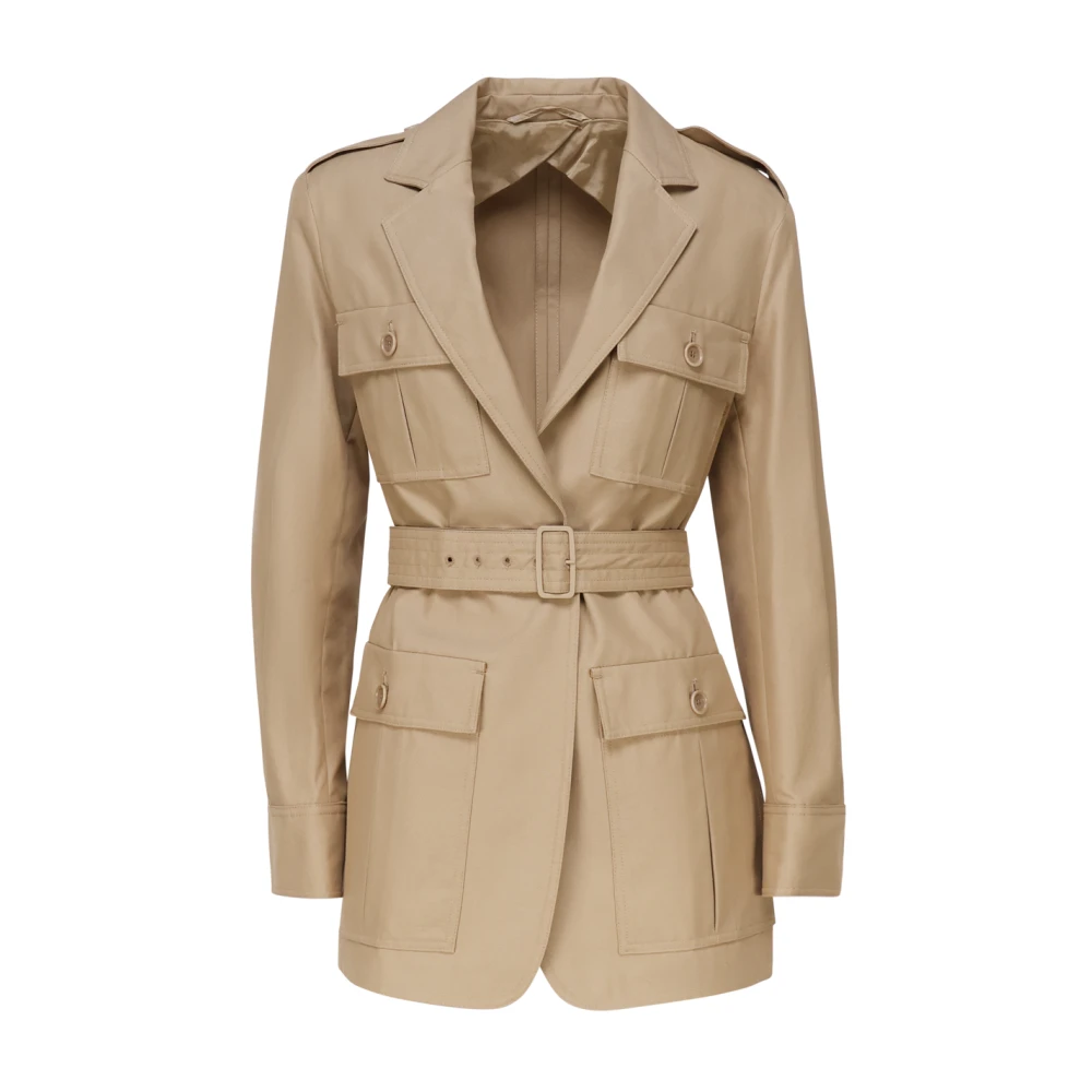 Max Mara Bruin Leren Trenchcoat Beige Brown Dames
