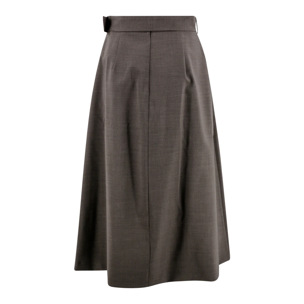 P.a.r.o.s.h. Bruine Wollen Mix Geplooide Rok Brown Dames