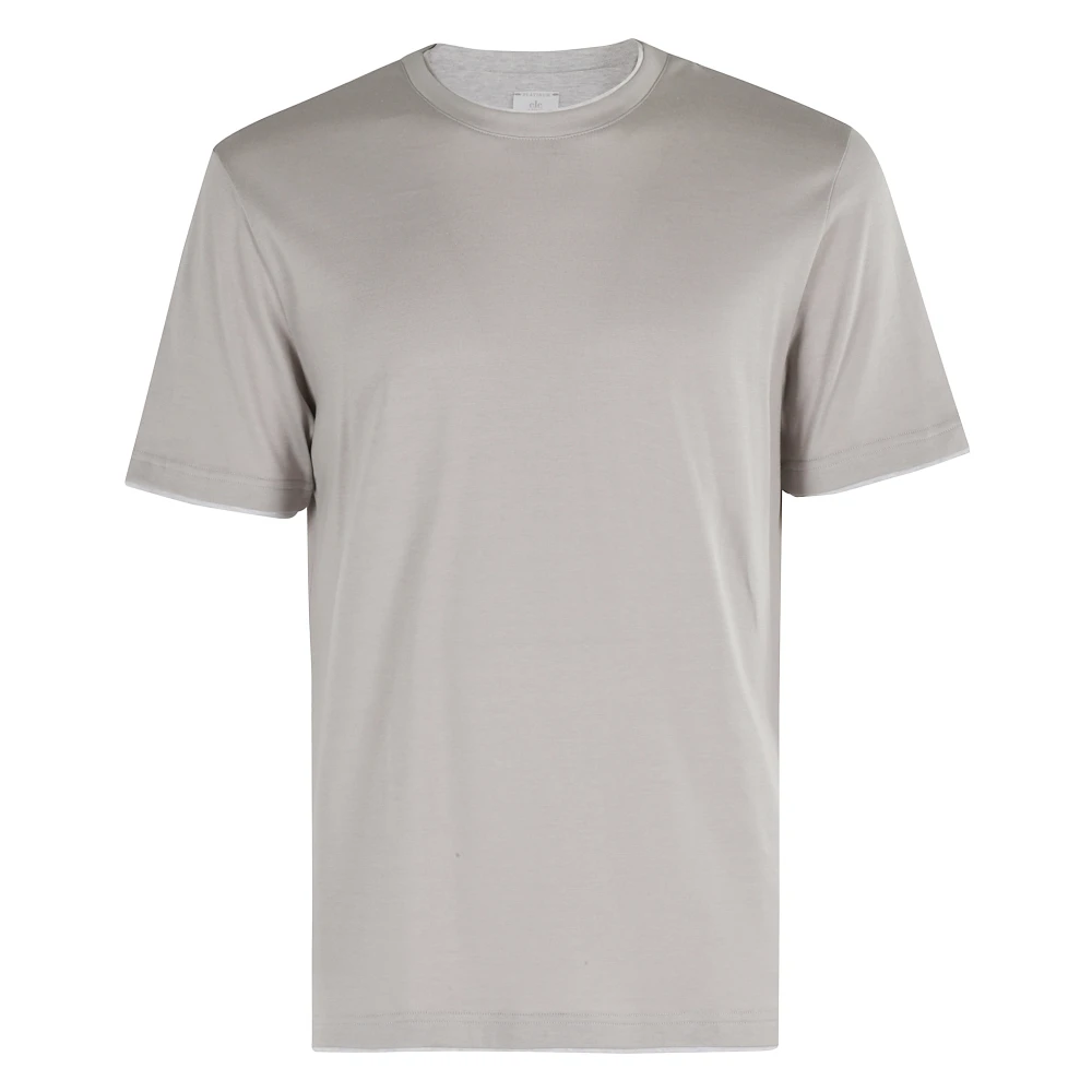 Eleventy Men's Gray Clay And Grey T-Shirt Bordini - T-Shirts - 2XL - Tops
