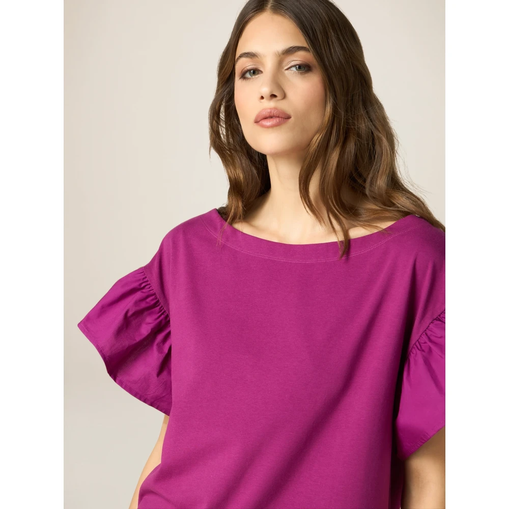 Oltre T-shirt met korte vlindermouwen Purple Dames