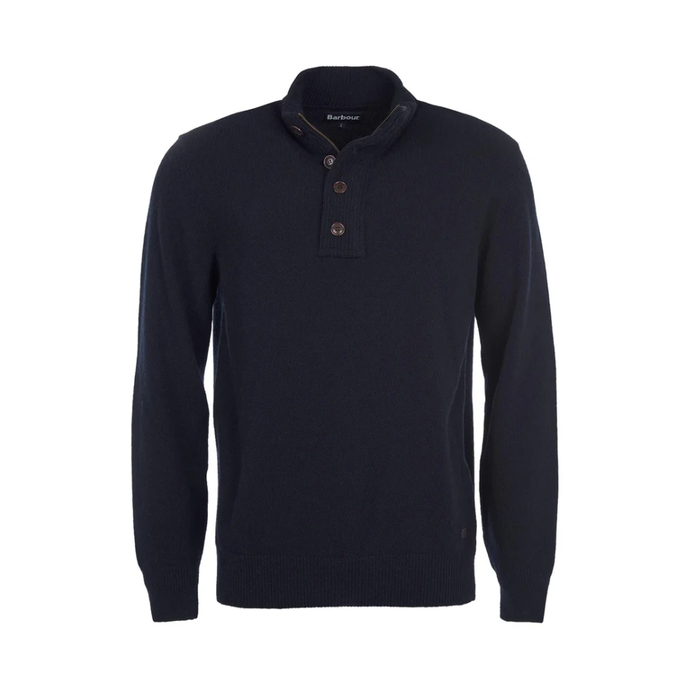 Barbour Blauwe Wollen Trui Elleboog Patches Blue Heren