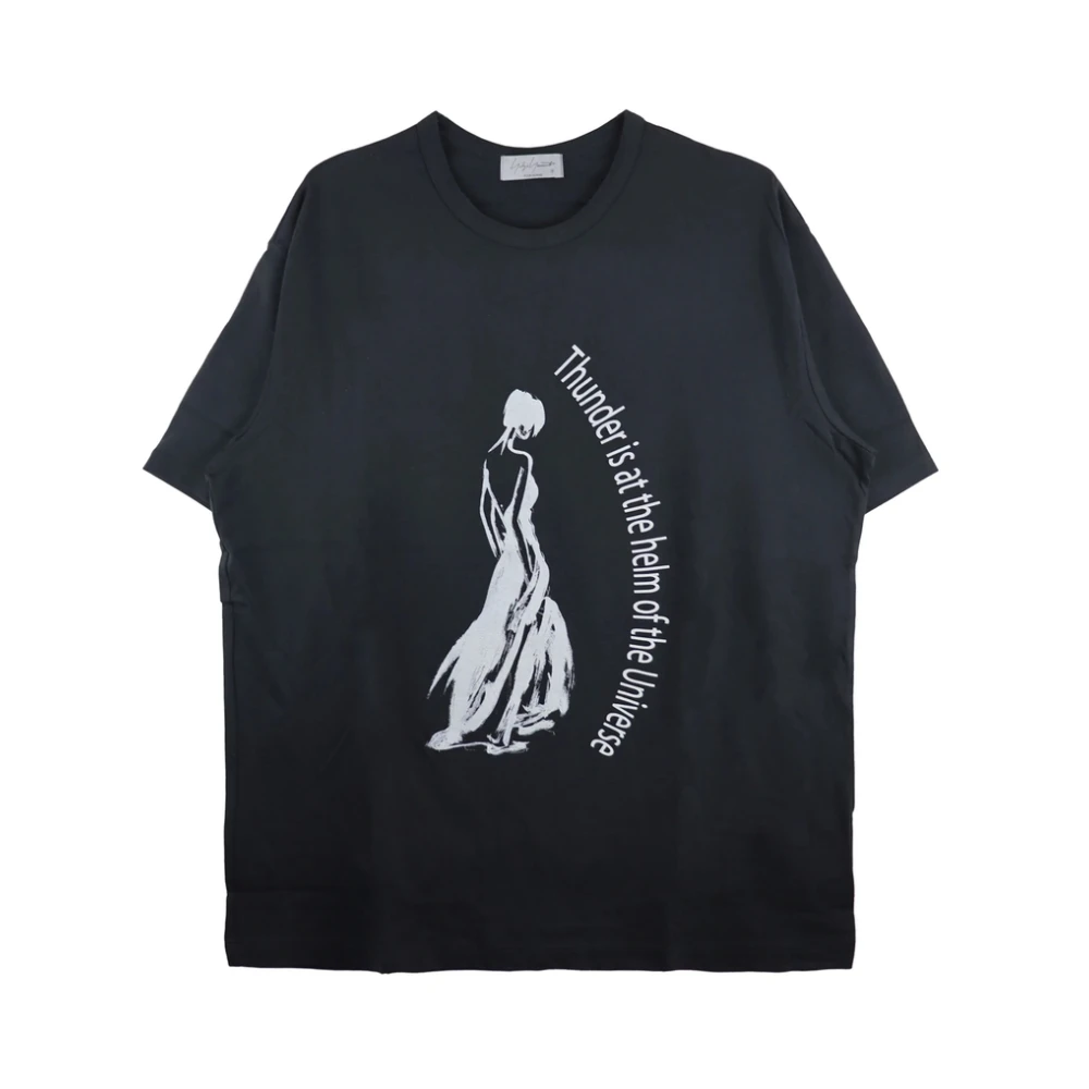 Yohji Yamamoto Zwarte Ronde Hals Korte Mouwen Shirt Black Heren