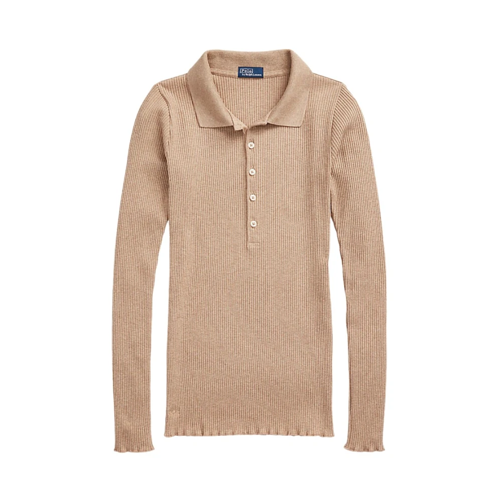 Polo Ralph Lauren Bruine Polo Shirt met Knopen Brown Dames